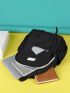 Letter Patch Laptop Backpack Black Release Buckle Decor For School Camping Bag