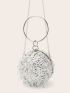 Mini Rhinestone Decor Circle Bag