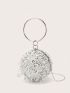 Mini Rhinestone Decor Circle Bag