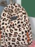 Leopard Pattern Letter Patch Backpack