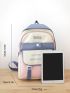 4pcs Colorblock Letter Graphic Functional Backpack Set