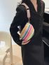 Colorblock Striped Pattern Straw Bag