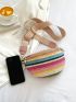 Colorblock Striped Pattern Straw Bag