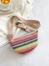 Colorblock Striped Pattern Straw Bag