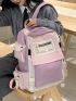 Letter Patch Decor Functional Backpack