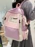 Letter Patch Decor Functional Backpack