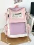 Letter Patch Decor Functional Backpack