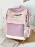 Letter Patch Decor Functional Backpack