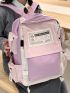 Letter Patch Decor Functional Backpack