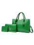 3pcs Crocodile Embossed Top Handle Bag Set