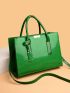 3pcs Crocodile Embossed Top Handle Bag Set