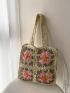 Floral Pattern Straw Bag