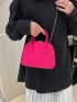 Neon Pink Snakeskin Embossed Dome Bag