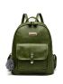 Pocket Front Pom Pom Decor Classic Backpack