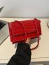 Mini Neon Red Crocodile Embossed Flap Square Bag