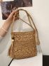 Tassel Decor Straw Bag