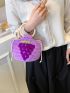 Grape Embroidery Drawstring Crochet Bag