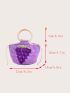 Grape Embroidery Drawstring Crochet Bag