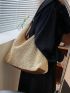 Contrast Binding Straw Bag