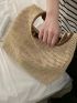 Contrast Binding Straw Bag