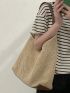 Contrast Binding Straw Bag