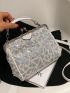 Sequin Decor Kiss Lock Square Bag