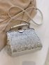 Sequin Decor Kiss Lock Square Bag