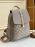 Quilted Pattern Studded Decor Flap Backpack