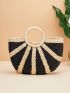 Color Block Straw Bag Double Handle Vacation