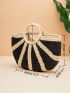 Color Block Straw Bag Double Handle Vacation