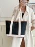 Contrast Binding Shoulder Tote Bag