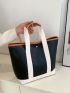 Contrast Binding Shoulder Tote Bag