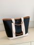 Contrast Binding Shoulder Tote Bag