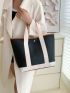 Contrast Binding Shoulder Tote Bag