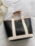 Contrast Binding Shoulder Tote Bag