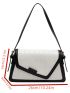 Geometric Embossed Contrast Binding Flap Square Bag