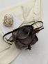 Mini Geometric Embossed Twist Lock Bucket Bag