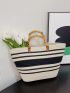 Striped Pattern Straw Bag