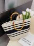 Striped Pattern Straw Bag