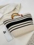 Striped Pattern Straw Bag