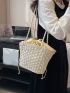 Mini Minimalist Drawstring Design Straw Bag