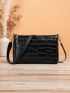 Crocodile Embossed Square Bag