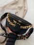 Crocodile Embossed Chain Decor Waist Bag