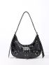 Buckle & Studded Decor Hobo Bag