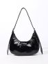 Buckle & Studded Decor Hobo Bag