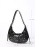 Buckle & Studded Decor Hobo Bag