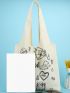 Floral & Letter Graphic Shopper Bag