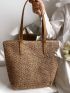 Minimalist Straw Bag Double Handle Vacation