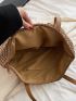 Minimalist Straw Bag Double Handle Vacation