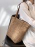 Minimalist Straw Bag Double Handle Vacation